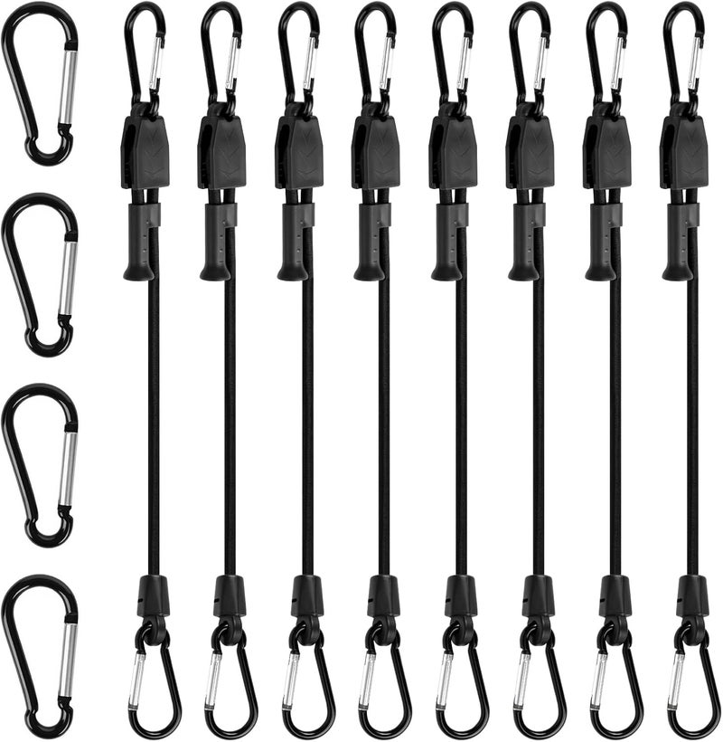 Joneaz Adjustable Bungee Cords with Carabiner Hooks 36 in Heavy Duty Outdoor, Including 8 Pcs Black Bungee Straps and 4 Spare Clips - Image 1